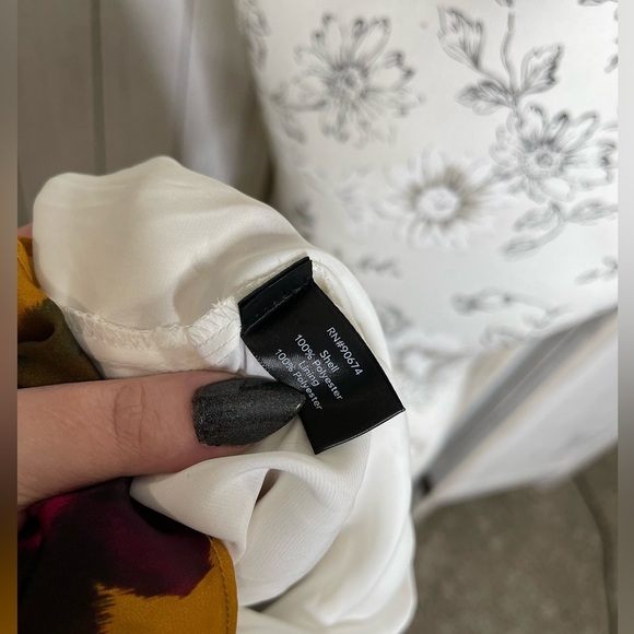 Boston Proper One Sleeve Dress Satin Gold Floral Ruffle Size XS - Picture 3 of 3